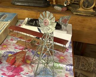 Vintage salesman sample windmill and vintage triplane model