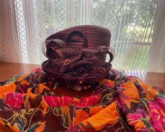 Gorgeous Hat And Scarf W Floral Container