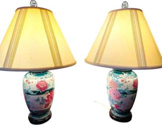 Pair Of Chinese Rose Table Lamps