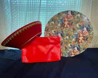 Red Vica NY Pillbox Hat And Red Satchel Combo