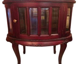 Vintage Elegant Dark Wood Side Table with Removable Top Serving Tray