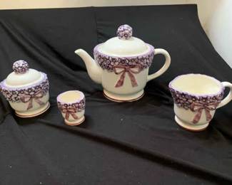 4 Piece 1983 Enesco Japan Purple Flower Teaware