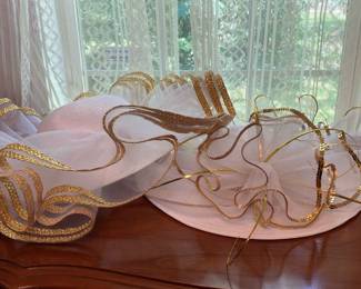 2 Elegant Church or Derby Hats White Gold Formal Fascinators