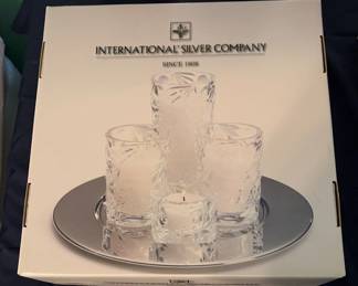 Crystal Candle Holders On Plate
