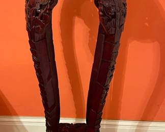 Carved Wood Chinese Style Plant Stand