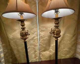 Two Vintage Elephant Sideboard Lamps