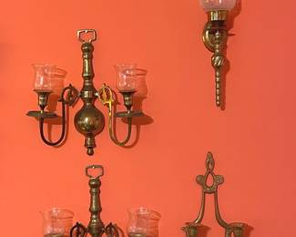 Four Brass Wall Sconces