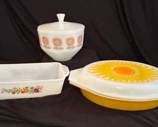 3 Vintage Milk Glass Casserole Dishes