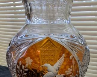 Clear And Amber Hummingbird Vase