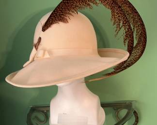 Cream Feathered Hat