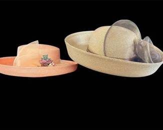 Peach Brown Vintage Ladies Straw Hats
