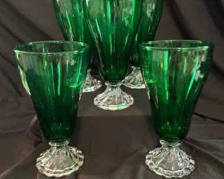 Vintage Anchor Hocking Emerald Green Burple Glasses
