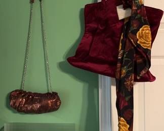 Copper Colored Handbag With Velvet Purse