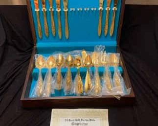 National Silver Company 24K Gold ElectroPlated Stainless Flatware Box
