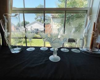 Etched Frosted Glassware Lot