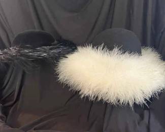 Black White Hats With Feathers