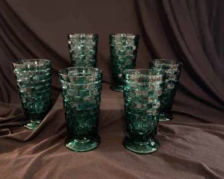 Set Of 6 Whitehall Spruce Green Glasses