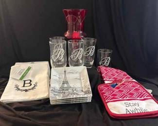 B Glasses, Towels And Other Kitchen Items