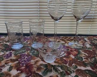 Grape Motif Glassware And Table Accessories