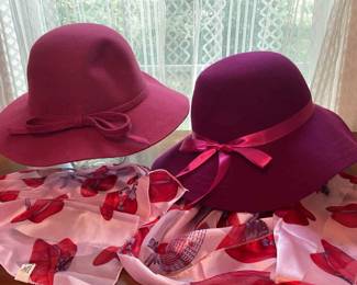 Scarf Fuchsia And Plumish Colored Hats W Complementary scarf