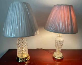 Two Cut Glass Table Lamps