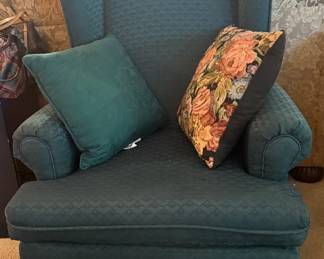 Forest Green Upholstered Wingback Chair