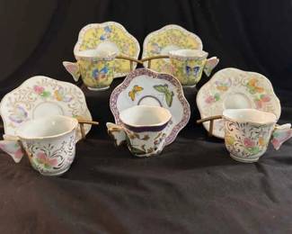 5 Formalities Butterfly Collection Demitasse Cups Saucers