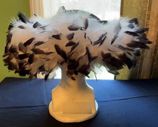 Black White Feathered Hat