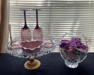 Pink, Purple And Flowers, Glassware