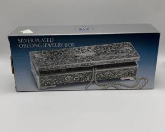 Brand New Silver Plated Oblong Jewelry Box