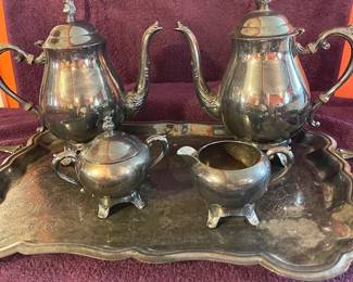 F. B. Rogers EP Brass, Lead MTS USA Coffee And Tea Service