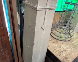One of Two Fantastic antique pedestals w/ galvanized top