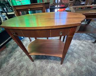 Inlaid mahogany table w/ drawer
