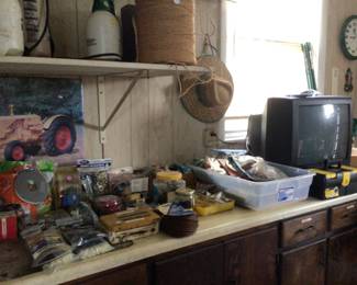 drill bits galore; tv w/ builtin vcr