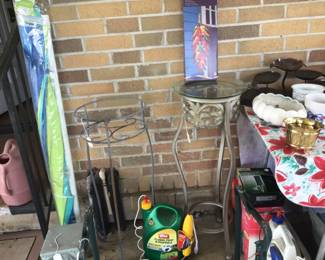 more plant stands; flower pots; yard chemicals