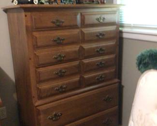 Sprague & Carleton maple hi-boy chest of drawers $450.;  decor.
