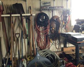 yard tools; outside extension cords;