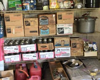 tons of canning jars, misc. canning pots