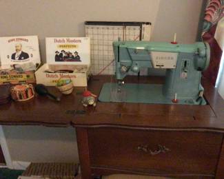 Singer 327 sewing machine with built in cabinet & stool $125.: sewing notions