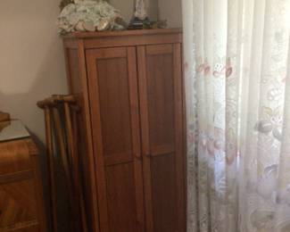 tall skinny storage cabinet $50., lamp, canes, decor