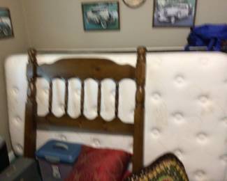 Twin headboard w/ mattress set $150.; decor 