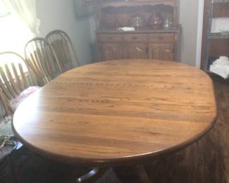 oak pedestal dining table with 6 chairs