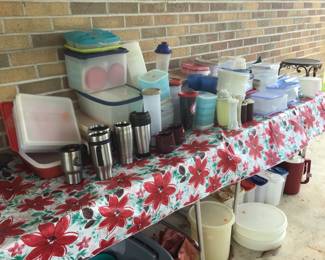 tupperware & plastic storage items ; insulated cups