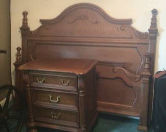 Burlington queen bed with mattress $450..: Burlington 3 drawer night stand $110.