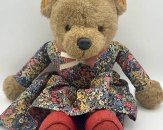 Rare VIntage Little Folk Tiverton Sitting Bear Plush Toy In Dress 14 “