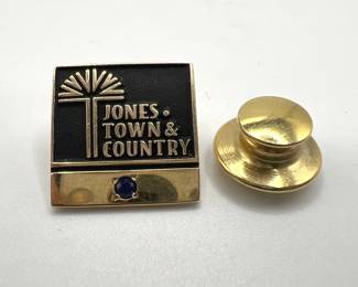 10K Gold Jones Town & Country Pin with Sparkling Blue Accent