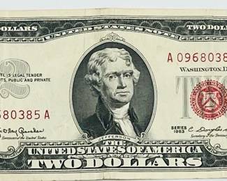 1963 Red Seal Two Dollar Bill