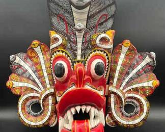 17” Handmade, Hand Painted Naga Raksha Mask