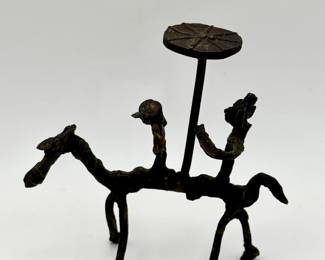 Possible Tribal Dhokra Bronze Horse Rider Sculpture – Lost Wax Folk Art