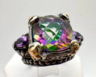 18K Gold & Sterling Silver Mystic Topaz Ring — Size 8